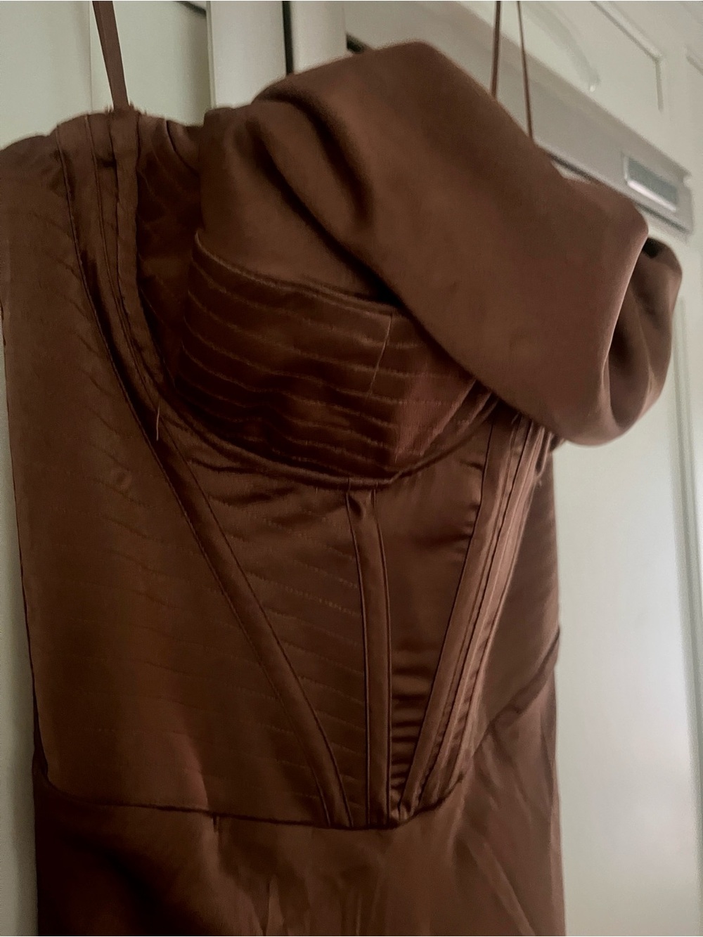 House of CB Charmaine Chocolate Corset Satin Maxi Dress size Medium - Picture 9 of 14